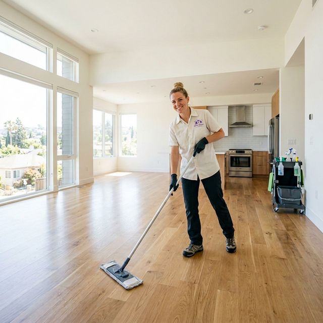Elite House Cleaning professional mopping an empty home in Rocklin during a move-out clean